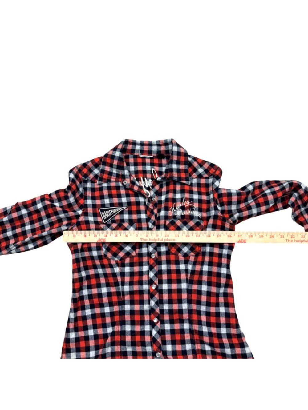Harley-Davidson Women's Flannel Shirt S Red Black Embroidered Logo Long Sleeve - Picture 9 of 11